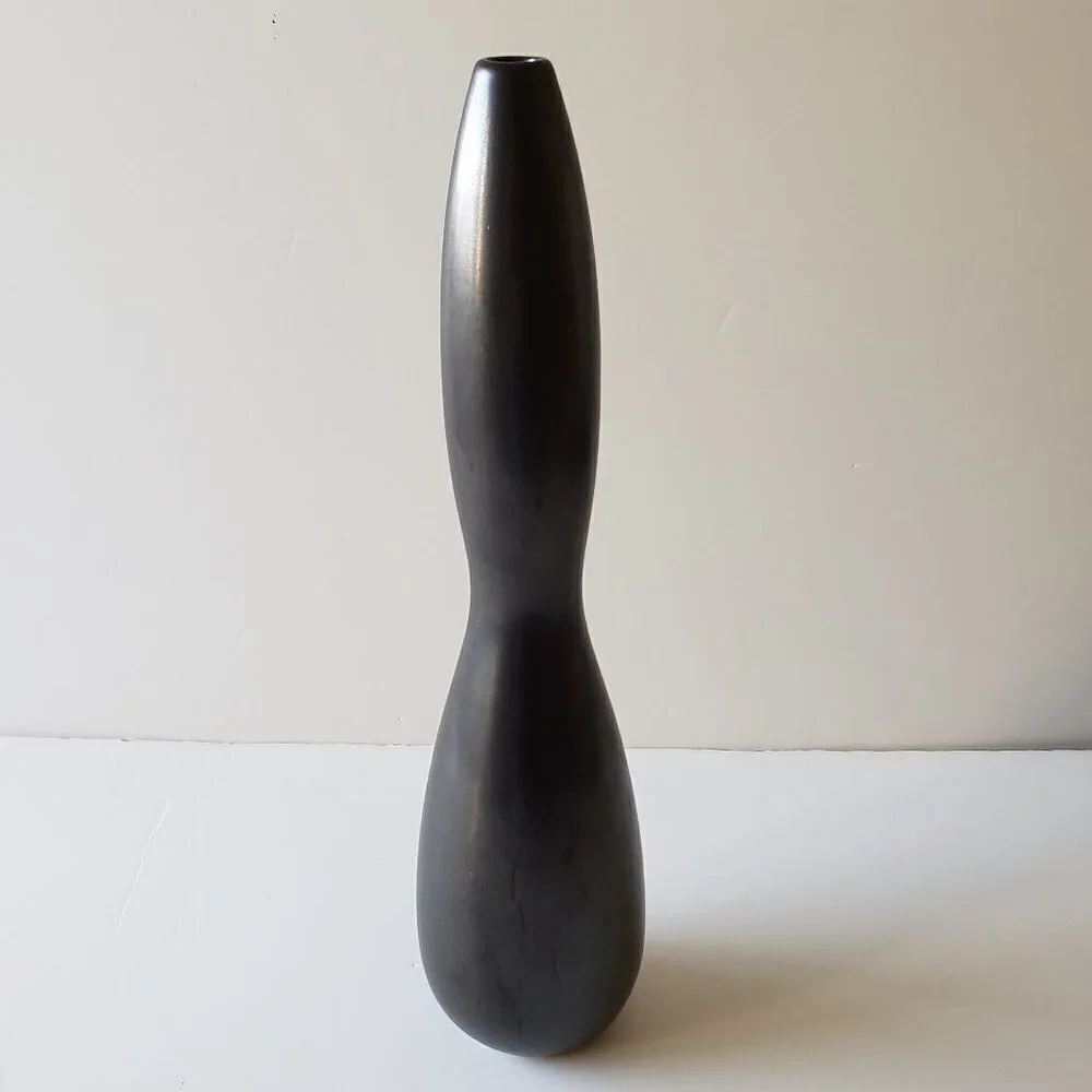 Tall Ceramic Vase - Color Black/Dark Steel Gray about 16